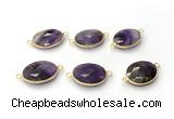 NGC7052 17*22mm faceted oval amethyst connectors