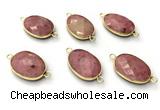 NGC7053 17*22mm faceted oval pink wooden jasper connectors