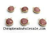 NGC7069 14mm faceted flat teardrop pink wooden jasper connectors