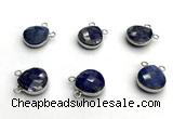 NGC7076 14mm faceted flat teardrop lapis lazuli connectors