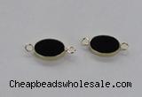 NGC717 13*18mm oval black agate gemstone connectors wholesale