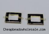 NGC872 30*40mm rectangle black agate gemstone connectors wholesale