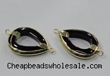 NGC889 30*40mm teardrop black agate connectors wholesale