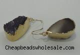 NGE04 12*25mm - 15*30mm freeform druzy amethyst earrings wholesale