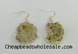 NGE101 20*25mm - 25*30mm freeform druzy agate gemstone earrings