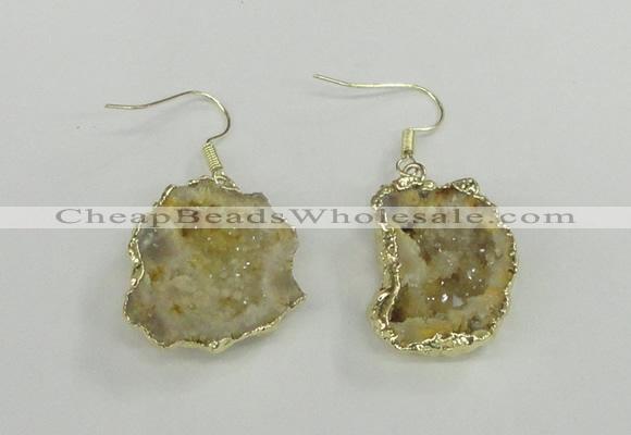 NGE101 20*25mm - 25*30mm freeform druzy agate gemstone earrings