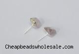 NGE166 4*6mm – 5*8mm freeform rose quartz gemstone earrings