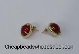 NGE183 12mm flat round agate gemstone earrings wholesale