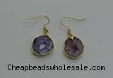 NGE259 13*18mm - 15*20mm freeform druzy agate earrings