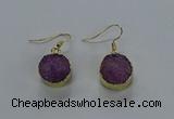 NGE278 15mm - 16mm coin druzy agate gemstone earrings wholeasle