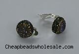 NGE286 15mm - 16mm coin plated druzy agate earrings wholeasle