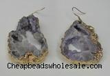 NGE29 30*35mm - 35*40mm freeform plated druzy agate earrings