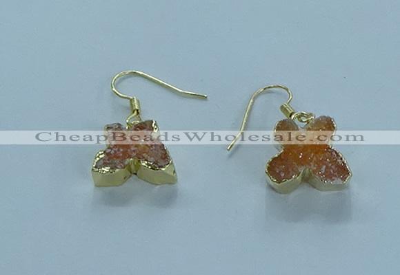 NGE354 10*14mm - 12*16mm butterfly druzy agate earrings wholesale