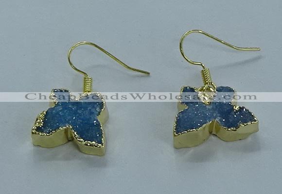 NGE357 10*14mm - 12*16mm butterfly druzy agate earrings wholesale