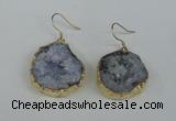 NGE36 20*25mm - 25*30mm freeform plated druzy agate earrings