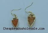 NGE381 9*18mm - 10*20mm arrowhead druzy agate earrings wholesale