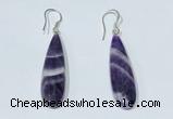 NGE410 10*35mm flat teardrop dogtooth amethyst earrings