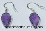 NGE422 9*15mm arrowhead-shaped amethyst earrings wholesale