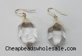 NGE43 12*20mm - 15*25mm faceted nuggets white crystal earrings