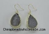 NGE46 15*20mm - 16*22mm teardrop druzy agate earrings