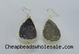 NGE47 20*28mm - 22*30mm teardrop druzy agate earrings