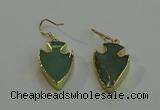 NGE5003 16*20mm - 18*25mm arrowhead green aventurine earrings