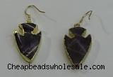 NGE5004 18*25mm - 20*30mm arrowhead amethyst earrings