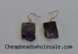 NGE5025 15*16mm - 15*20mm freeform druzy amethyst earrings