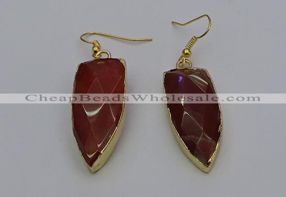 NGE5068 12*35mm - 15*40mm arrowhead red rabbit hair pendants