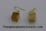 NGE5083 10*15mm cube citrine gemstone earrings wholesale