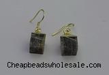 NGE5096 10*15mm cube labradorite gemstone earrings wholesale