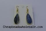 NGE5104 12*25mm flat teardrop blue kyanite earrings wholesale