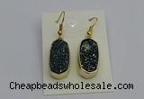 NGE5133 10*22mm - 12*25mm freeform plated druzy quartz earrings