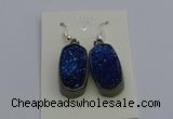 NGE5147 10*22mm - 12*25mm freeform plated druzy quartz earrings