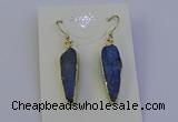 NGE5158 8*25mm flat teardrop blue kyanite earrings wholesale