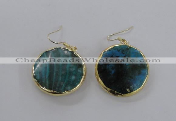 NGE58 30mm flat round agate gemstone earrings wholesale