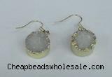 NGE68 15mm coin druzy agate gemstone earrings wholesale