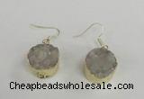 NGE70 18mm coin druzy agate gemstone earrings wholesale