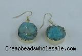 NGE71 18mm coin druzy agate gemstone earrings wholesale