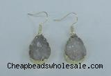 NGE73 13*18mm teardrop druzy agate gemstone earrings wholesale