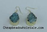 NGE74 13*18mm teardrop druzy agate gemstone earrings wholesale