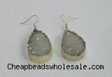 NGE76 20*30mm teardrop druzy agate gemstone earrings wholesale