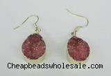 NGE86 15*20mm teardrop druzy agate gemstone earrings wholesale