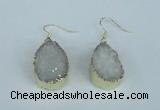 NGE90 18*25mm teardrop druzy agate gemstone earrings wholesale