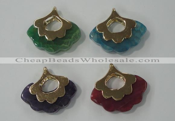 NGP1074 8*25*28mm agate gemstone pendants with brass setting