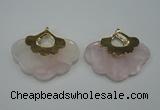 NGP1076 8*40*50mm rose quartz pendants with brass setting