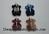 NGP1082 30*40mm agate gemstone pendants with brass setting