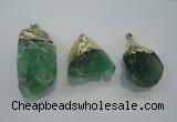 NGP1088 20*30mm - 25*50mm nuggets green fluorite pendants