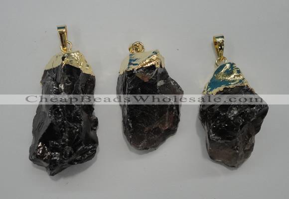 NGP1089 20*30mm - 25*50mm nuggets smoky quartz pendants