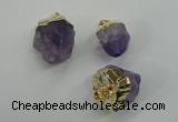 NGP1093 18*25mm - 25*40mm faceted nuggets amethyst pendants